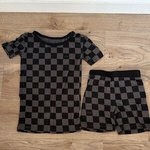 Little Sleepies Checkered Black and Gray Pajamas Size 3T